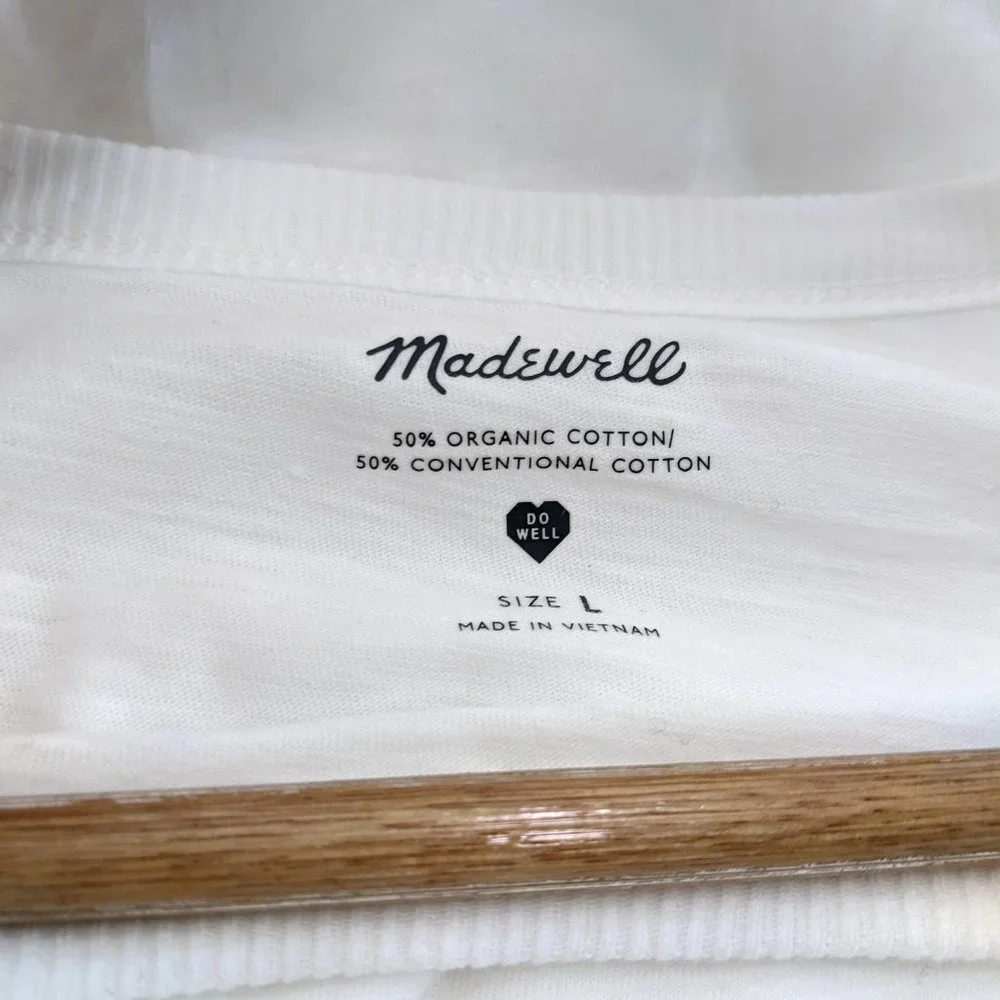 Madewell Size L Womens Whisper Cotton Rib-Crewneck Tee In White - Picture 6 of 7